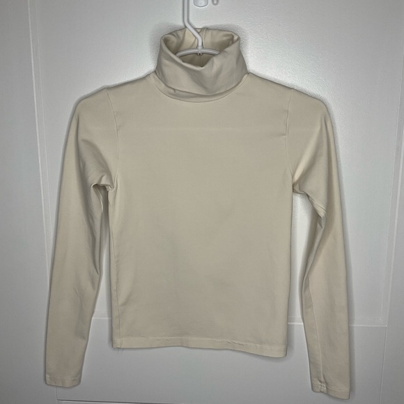 Los Angeles apparel Off white COTTON SPANDEX GARMENT DYE TURTLENECK size small - Picture 1 of 5